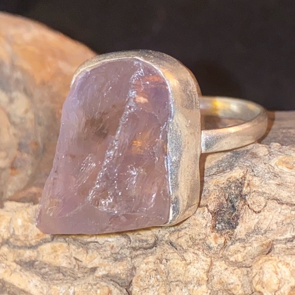 Sale ⭐️ Rough Amethyst faceted vintage statement ring
